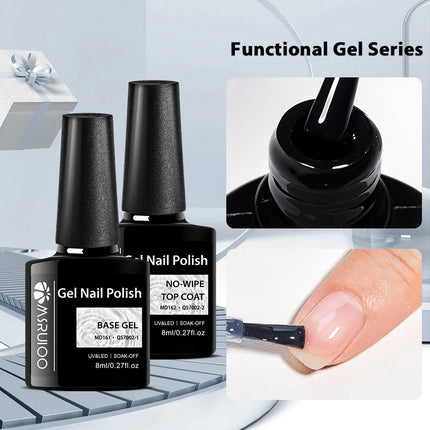 MSRUIOO 8ml Base No-wipe Matte Top Coat Gel Nail Polish Long-Lasting Soak Off UV Gel Nail Supplies Manicure Nail Art Vernis