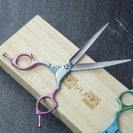 Bravura 440C 6.5-inch Colorful Pet Grooming Curved Scissors - Ultra-Light for Dog Face Trimming