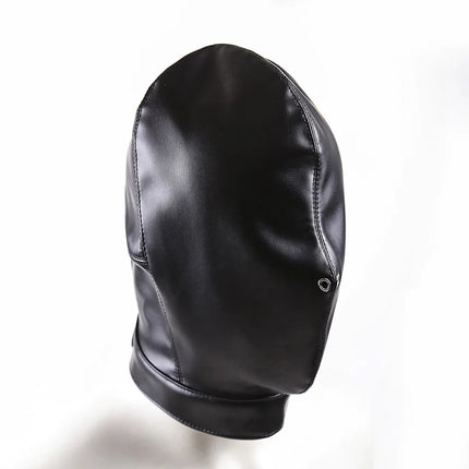 PU Leather Bondage Mask Full Head Hood Blindfold BDSM Fetish Roleplay Slave Harness Sexy Adult Sex Toys for Women Men Couples