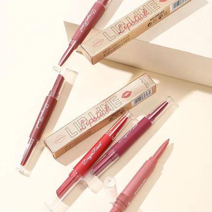 Double-Ended Lip Liner Velvet Matte Lipstick Lip Gloss Easy to Color Non-Fading Non-Stick Cup Lip Liner