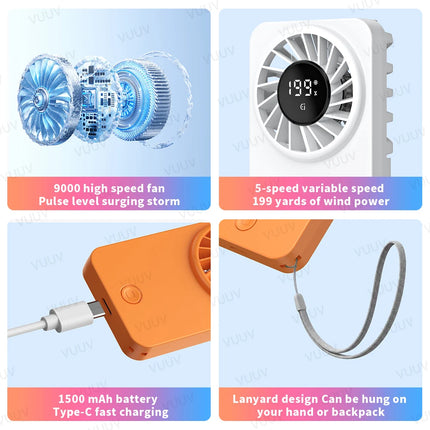 VUUV Small Fan Refrigeration Air Conditioner Portable Silent High-speed High Wind Power USB Charging Fan Handheld