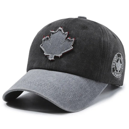 European and American Maple Leaf Retro Baseball Men and Women Washed Cotton Duck Tongue Spring Summer Outdoor Color Matching Hat