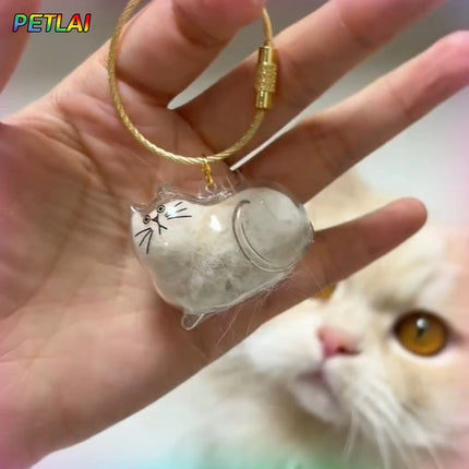 Cat hair creative accessories pet hair keychain cat pendant bottle collector memorial collection keychain hair storage bottle