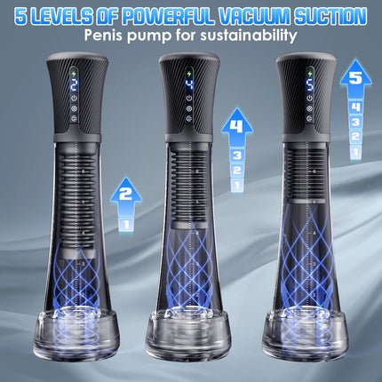 3IN1 Male Masturbators Penis Pump Enlarger Sex Machine Stroker Vacuum Pump 6 Training Mod Penis Rings Sex Toys For Men