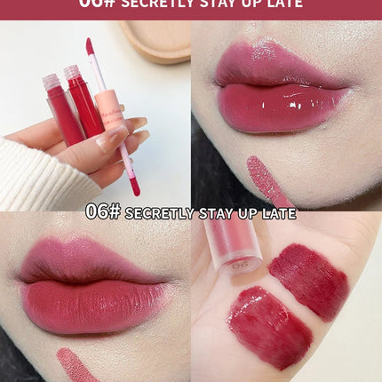 Double-Headed Lip Gloss Waterproof Moisturizing Long-Lasting Mist Matte Velvet Mirror Lip Gloss Cosmetics