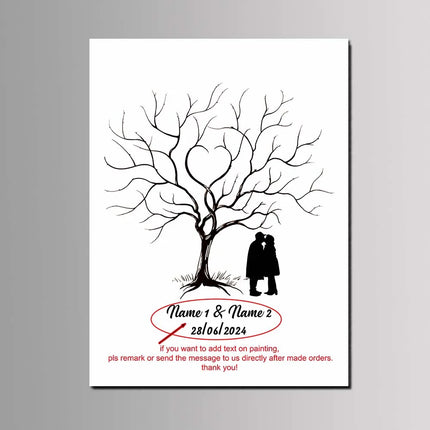 Engagement Events Party Favor Wedding Tree Canvas Painting Guest Fingerprint Signature Book Customized Lover Anniversary Gift