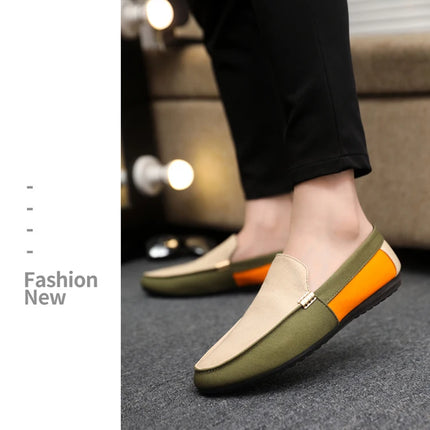 2025 Spring/Autumn New Arrivals: Fashionable Men's Shoes Large Colour Block Patchwork Loafers Versatile Stylish  Student Shoes