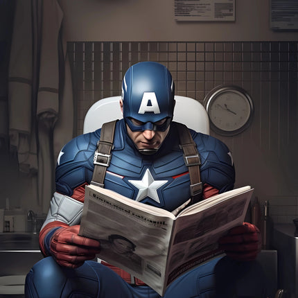 Pop Comic Cartoon Funny Spider-Man Superhero Reading Newspaper Canvas Wall Art Poster, Modern Bathroom Home Room Decor Painting