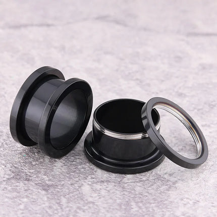 316L Stainless Steel Ear Plugs and Tunnels Piercings Black Screwed Earring Expander Earlet Gauges Body Piercings Jewelry