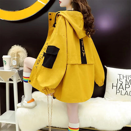 2026 Fashion Work Jacket Harajuku Streetwear Kpop Hoodie Women Punk Tops Vintage Ulzzang Autumn Boyfriend Patchwork Jacket Femme