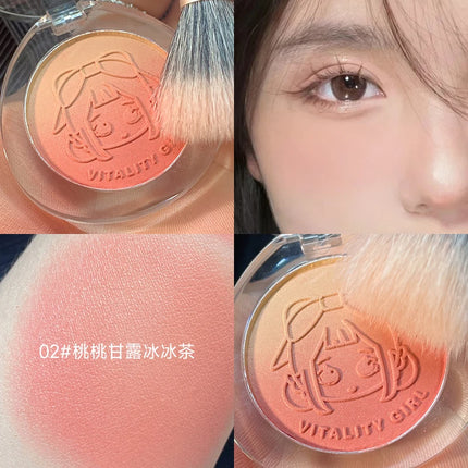 Kakashow Dual gradient blush highlights natural nude makeup brightening cheeks purple blue female niche brand