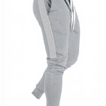 Male Athletic Jogger Pants Side 3 Stripes Design Slim Tapered Sweatpants Elastic Waist Running Gym Casual Street Trousers