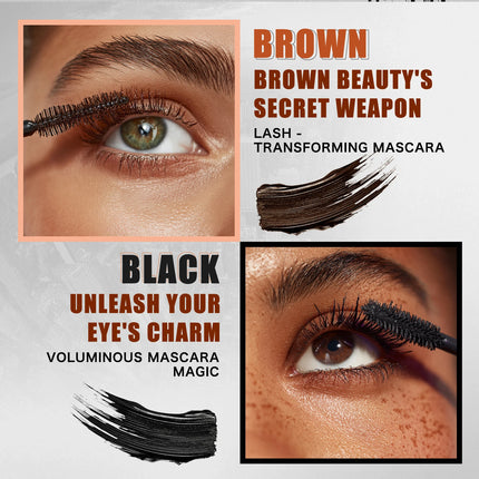 Double Ended Waterproof Mascara Black&Brown, Long-Lasting Lashes, Volumizing Lengthening for All Skin Types, Mascara Waterproof