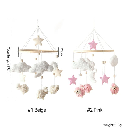 Baby Mobile Toy Wooden 0-12 Months Rattle Toy Baby Crib Mobile Toy Teddy Plush Alpaca Crib Bell Hanging Toy Baby Crib Bracket
