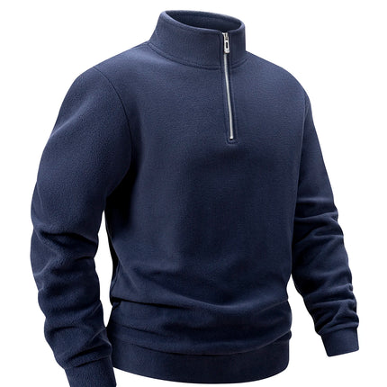 2025 Men Casual Fleece Sweatshirts Tops Men Sport Classic Stand Collar Sweatshirts Men’s Quarter Zip Hoodie Basic Pullover 3XL