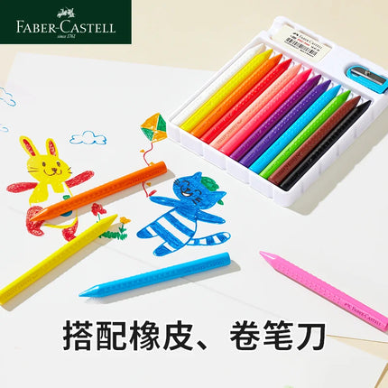 12/24 Colors Faber Castell Erasable Plastic Crayons Eraser and Sharpener School Supplies Non Toxic Crayons for Toddlers Washable