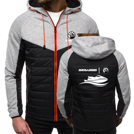 2025 Personality Coat Spring And Autumn Leisure Hooded Jacket Man's Sea Doo Seadoo Moto Logo Print Patchwork Zipper Hoodies