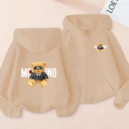 Children's New Zipper Style Long Sleeve Hoodie Cute Bears Pretty girl Charming Coat Girls Boy 3-12Yrs Leisure Sweatshirt Clothes