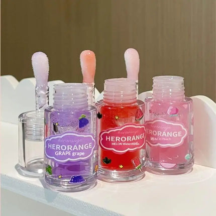1/3Pcs HERORANGE Fruit Flavored Lip Oil Moisturizing Hydrating Lip Balm Primer Lip Care Cosmetic