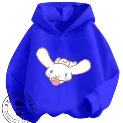 Cartoon Trendy Cinnamoroll Hoodie 3-14Y Boys Girls Autumn Winter Cute Kawaii Street Hot Fashion Outdoor Casual