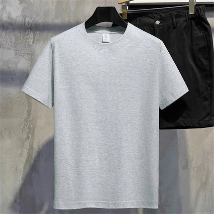 Men's T-Shirt Summer Cotton Tops Women's Solid Color Blank T-Shirts O-Neck Round Collar Short-Sleeve Couple White Top Tees