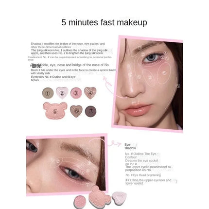 Little Ondine Eye Blush Highlighter Contour Makeup Palette Blusher for Cheeks All-In-One Bronzer Shimmer Cosmetics Sets