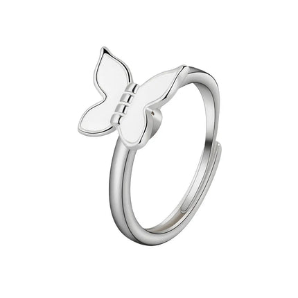 SMJEL Fidget Spinner Ring Anxiety for Women Multiple Crystal Flower Eye Butterfly Animal Ring Rotate Anti Stress Wedding Jewerly
