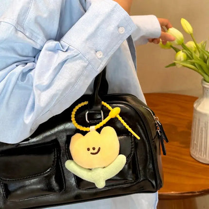 1PC Cute Cartoon Plush Tulip Keychain, Soft Stuffed Flower Doll Bag Pendant, Kawaii Flower Decoration Gift for Girls