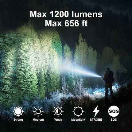 High Power LED Flashlights with Pen Clip Portable Tactical Torch Aluminum Alloys Waterproof Lantern for Outdoor Home Use 21700