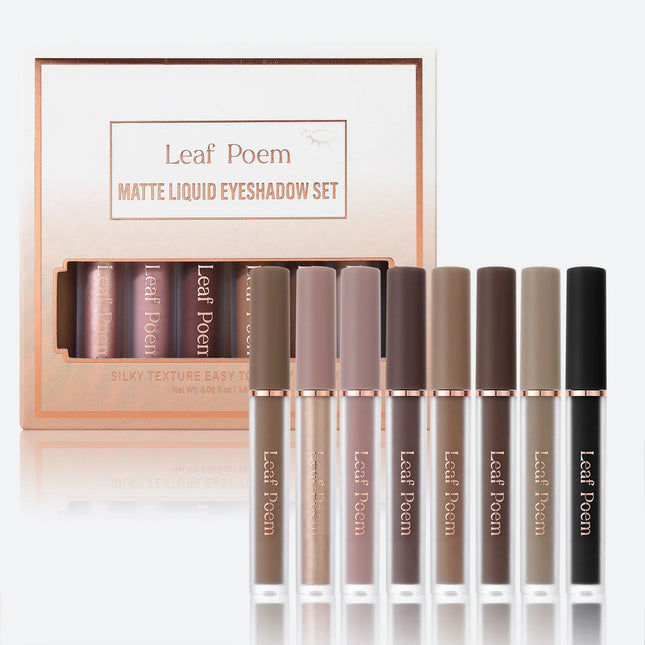 Eyes Makeup 8pcs Matt Liquid Eye Shadow Set Ice Cream Texture, Moist and Silky, Easy To Color and Long-lasting Natural Eyeshaow