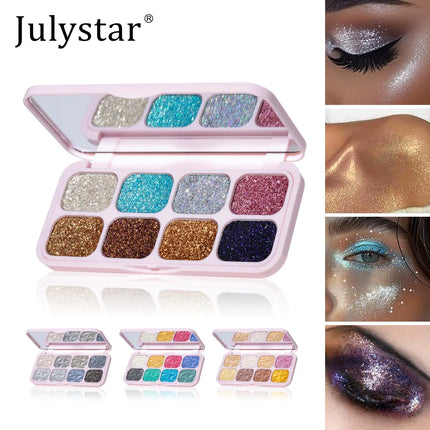 Creamy Eyeshadow Palette 8 Shade Set Buildable Sparkle and Highlight Easy Blend No Fallout for Woman Girl Quick Makeup Essential