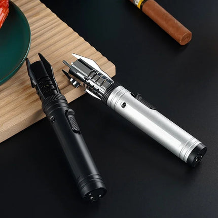 Gas Lighter Kitchen Cooking Powerful Metal Windproof Torch Flame Jet Barbecue Smoking Accessories Cigar Lighters Men's Gift