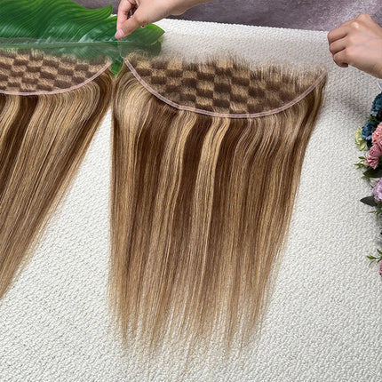 #P427 Highlight Color Straight Hair 13x4 HD Lace Frontal Pre Plucked Melt Skins Invisible HD Lace 100% Raw Virgin Human Hair