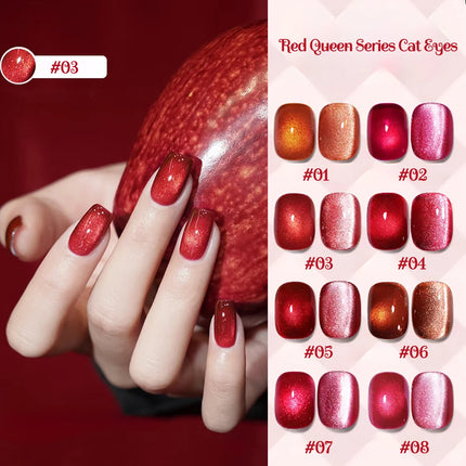 WS 10ML Red Wine Cat Magnetic Gel Nail Polish Glitter Semi Permanant Soak Off UV LED Gel Varnish For Manicure DIY Nail Supplies