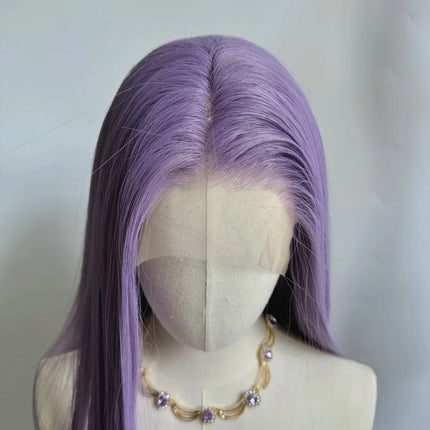 Ashely Light Purple Wig Special Grey-purple Lace Front Wigs 13*4 24inch Long Straight Synthetic Lace Wigs for Cosplay Party