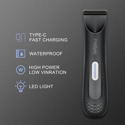 Electric Trimmer for Men's Groin Hair: Versatile Body Groomer and Waterproof Pubic Hair Trimmer with Replaceable Ceramic Blade