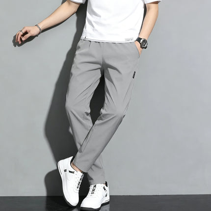 Men's Quick Dry Straight Leg Sports Pants Elastic Waist Drawstring Lightweight Casual Running Trousers