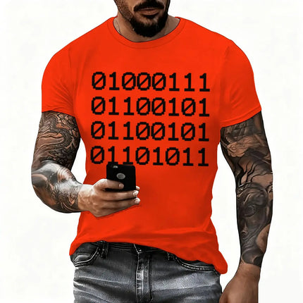 Men's T-Shirt Binary Code Graphic T-shirt Vintage Luminous Personality Shirts Short Sleeve Funny Mathematician Streetwear
