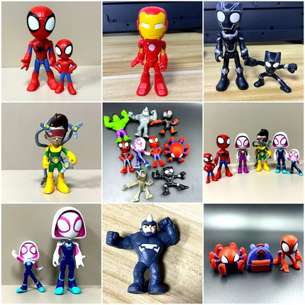 Set Marvel Spiedy & His Amazing Friends Hero Rhino Goblin Ghost Spider Doc Ock Trace- E Model Animated Action Figures Toys Gift