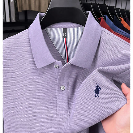 100% pure cotton luxury men's long-sleeve polo shirt designer brand Paul pony embroidery soft comfort spring autumn casual T-shirt
