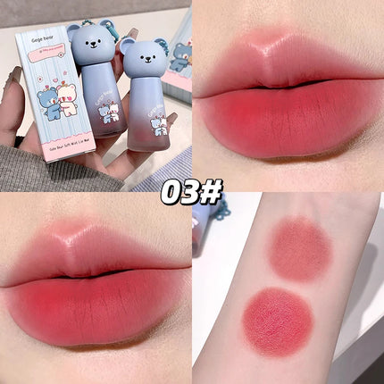 Gege bear Cute Cat Lip Gloss - Moisturizing Smooth and Long-lasting Lip Glaze - 4 Shades Easy to Apply Holiday Gifts