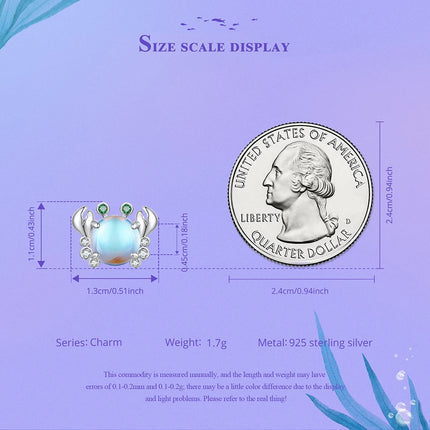 BAMOER 925 Sterling Silver Dreamy Ocean Series Dazzling Crab Beads Seahorse Pendant Charms for Women Bracelet and Necklace DIY
