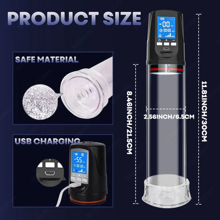 Electric Penis Enlarge Vacuum Pump 4 Suction Intensities Automatic High-Vacuum Penis Enlargement Extend Pump Air Pressure Device