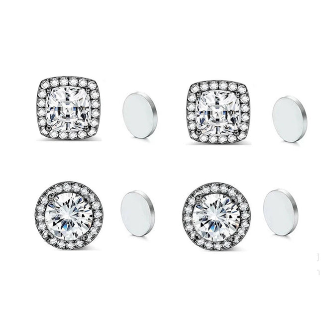 ZAKOL New 1 Pair Buling Cubic Zirconia Stainless Steel Magnetic Ear Clip Simple Fashion No Piercing Stud Earrings for Women Men
