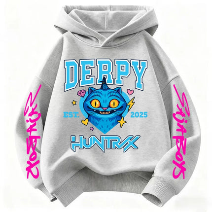 Korean Wave Demon Hunter Cartoon Print Autumn/Winter New Style Children's Hooded Sweatshirt Boys and Girls Casual Loose Top
