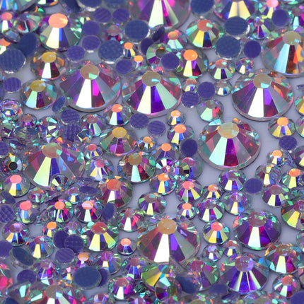 QIIY Mixed Size SS6-SS30 Glass Hot Fix Rhinestones Crystal Flatback Iron On Stones For DIY 3D Nail Art Fabric Clothes Decoration
