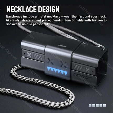 Zombie Cat -45dB ANC Bluetooth Earphone Deep Bass Active Noise Reduction Headphones Sport Bluetooth 5.4 Earbuds with Necklace