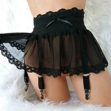 Plus Size 2XL Sexy Crotchless Lingerie Women Suspenders Bodysuit Adjustable Garter Belt Skirt Black Erotic Underwear Bodysuits
