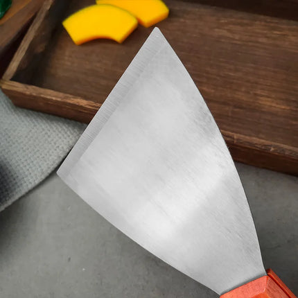 Stainless Steel Oblique Spatula Steak Burger Pancake Pizza Scraper Shovel Wooden Handle Barbecue Utensils Kitchen Cooking Tools