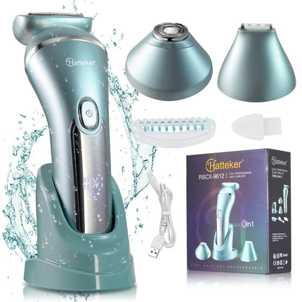 HATTEKER Women Multi-Function Electric Hair Remover Home Use Three-in-One Waxing Tool Washable Full Body Intimate Trimmer Razor